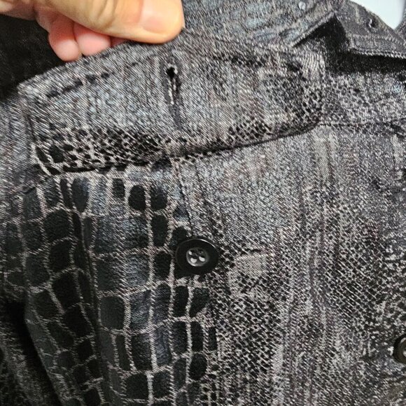 Bamboo Traders Jacket Black Croc Print Animal Punk Grunge Goth Streetwear L - Picture 4 of 13